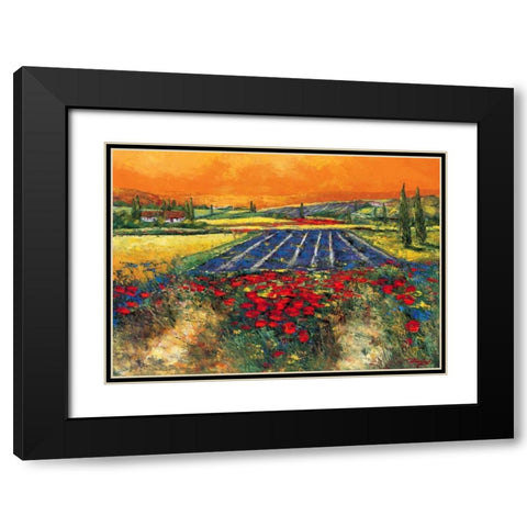 Provence Black Modern Wood Framed Art Print with Double Matting by Madjid