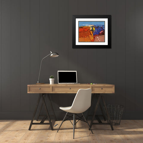 Dorf am Felsen Black Modern Wood Framed Art Print with Double Matting by Madjid