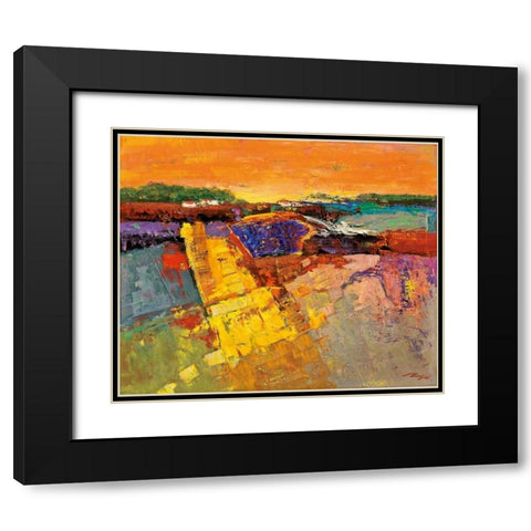Lavendelfeld Black Modern Wood Framed Art Print with Double Matting by Madjid
