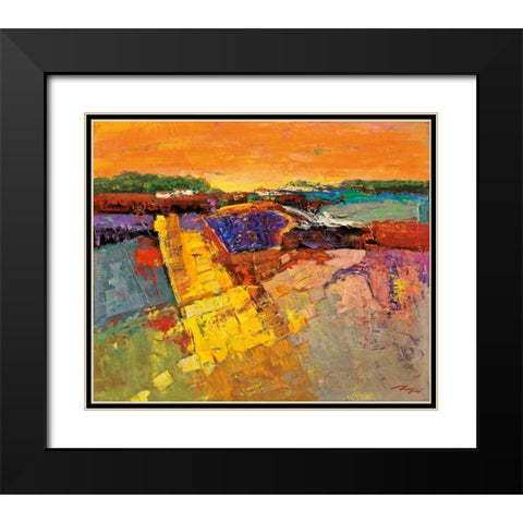 Lavendelfeld Black Modern Wood Framed Art Print with Double Matting by Madjid