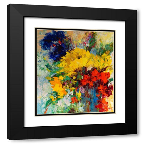Blumenfreude I Black Modern Wood Framed Art Print with Double Matting by Madjid