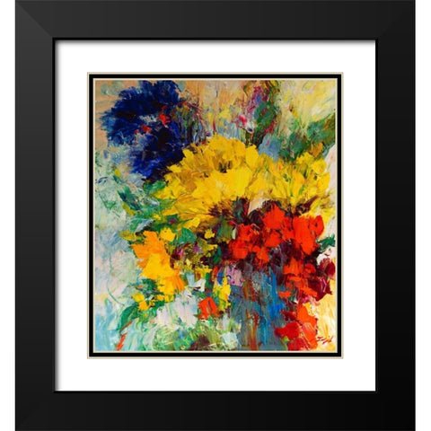 Blumenfreude I Black Modern Wood Framed Art Print with Double Matting by Madjid