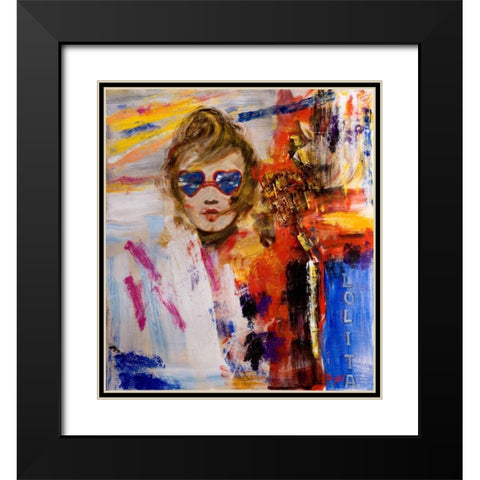 Lolita Black Modern Wood Framed Art Print with Double Matting by Madjid
