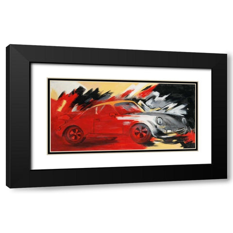 Porsche Black Modern Wood Framed Art Print with Double Matting by Kirsch-Ulbricht, Monika