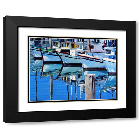 Fishermans Wharf Reflections Black Modern Wood Framed Art Print with Double Matting by Schuh, Michael