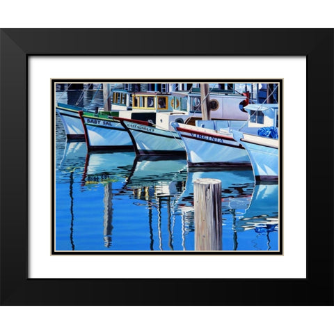 Fishermans Wharf Reflections Black Modern Wood Framed Art Print with Double Matting by Schuh, Michael