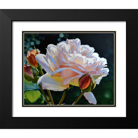 Buds Black Modern Wood Framed Art Print with Double Matting by Schuh, Michael