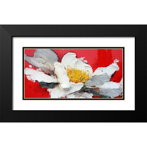 Peonia in rosso Black Modern Wood Framed Art Print with Double Matting by Beletti, Nicole