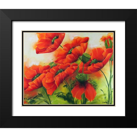 Mohnbluten II Black Modern Wood Framed Art Print with Double Matting by Ruther, Petra