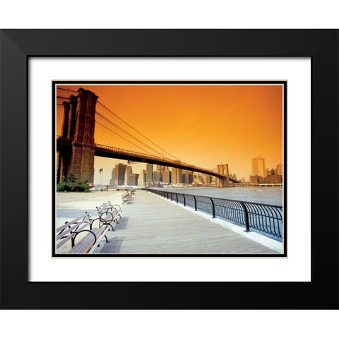 Manhattans exit Black Modern Wood Framed Art Print with Double Matting by Reis, Thomas