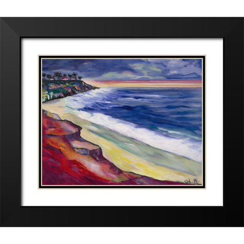 Sunset at La Jolla Black Modern Wood Framed Art Print with Double Matting by Montel, SÃ©bastien
