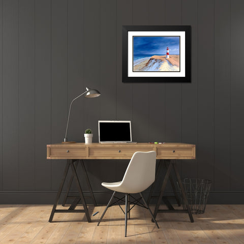Leutturm bei List-Sylt Black Modern Wood Framed Art Print with Double Matting by Schneider, Sigur