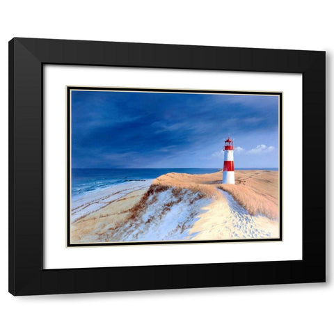 Leutturm bei List-Sylt Black Modern Wood Framed Art Print with Double Matting by Schneider, Sigur