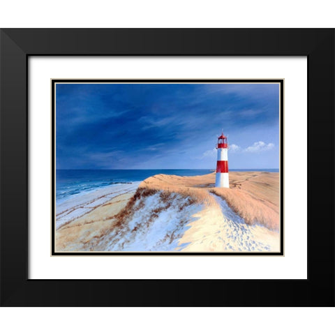 Leutturm bei List-Sylt Black Modern Wood Framed Art Print with Double Matting by Schneider, Sigur