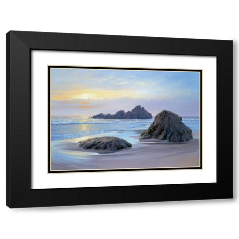 Sunset at Big Sur Black Modern Wood Framed Art Print with Double Matting by Schneider, Sigur