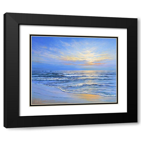Sunset at Ostsee coast II Black Modern Wood Framed Art Print with Double Matting by Schneider, Sigur