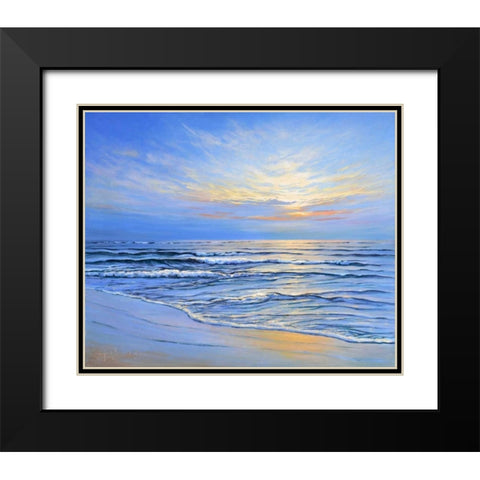 Sunset at Ostsee coast II Black Modern Wood Framed Art Print with Double Matting by Schneider, Sigur