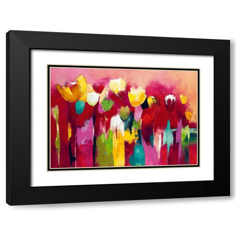 Townflowers II Black Modern Wood Framed Art Print with Double Matting by Strunk, Anne L.