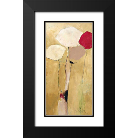 White flowers with red 2 Black Modern Wood Framed Art Print with Double Matting by Strunk, Anne L.
