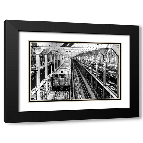 New York Train Black Modern Wood Framed Art Print with Double Matting by Seifinger, Toby