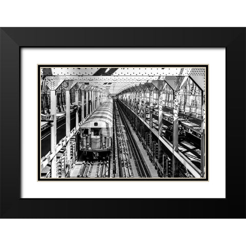 New York Train Black Modern Wood Framed Art Print with Double Matting by Seifinger, Toby