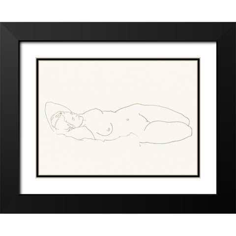 Akt 1 Black Modern Wood Framed Art Print with Double Matting by Maier, Werner