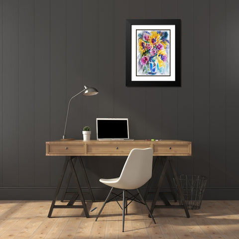 SonnenblumenstrauÃŸ Black Modern Wood Framed Art Print with Double Matting by Maier, Werner