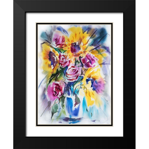 SonnenblumenstrauÃŸ Black Modern Wood Framed Art Print with Double Matting by Maier, Werner