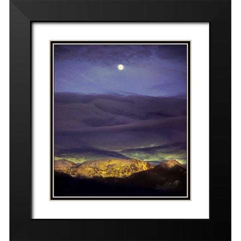 Montana Moon Rise Black Modern Wood Framed Art Print with Double Matting by Stalowy, John
