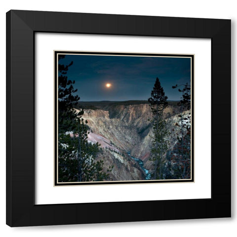 North Rim Moon Rising Black Modern Wood Framed Art Print with Double Matting by Stalowy, John