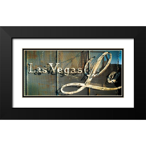 Las Vegas Sign Black Modern Wood Framed Art Print with Double Matting by Stalowy, John