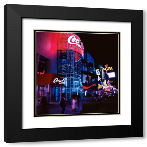 Vegas Neon Black Modern Wood Framed Art Print with Double Matting by Stalowy, John