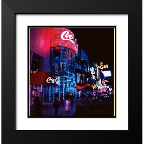 Vegas Neon Black Modern Wood Framed Art Print with Double Matting by Stalowy, John