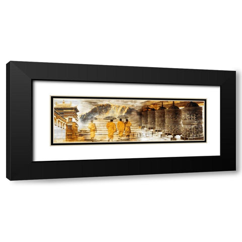 Collage Tibet Black Modern Wood Framed Art Print with Double Matting by Adamsky