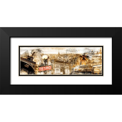 Collage Paris 01 Black Modern Wood Framed Art Print with Double Matting by Adamsky
