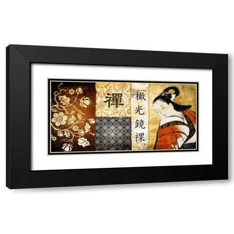Collage Asia 02 Black Modern Wood Framed Art Print with Double Matting by Adamsky