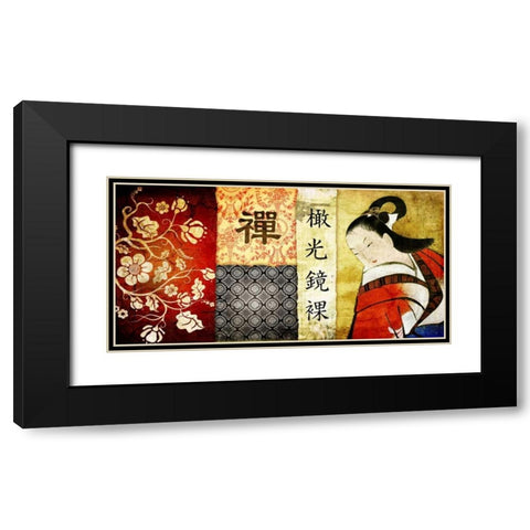 Collage Asia 01 Black Modern Wood Framed Art Print with Double Matting by Adamsky