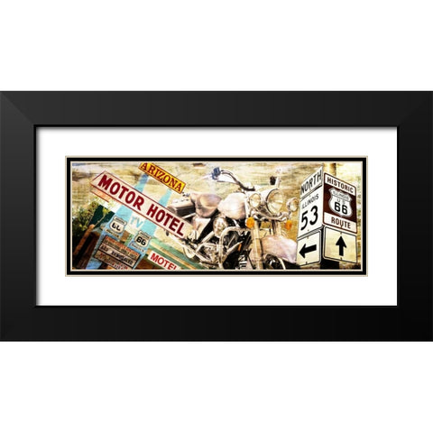 Route 66 Black Modern Wood Framed Art Print with Double Matting by Adamsky