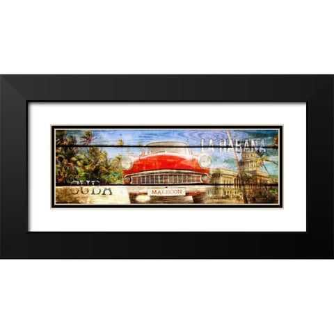 Cuba Habana Black Modern Wood Framed Art Print with Double Matting by Adamsky