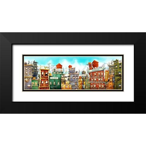 The city 1 Black Modern Wood Framed Art Print with Double Matting by Alvez, A. - Perez, A.