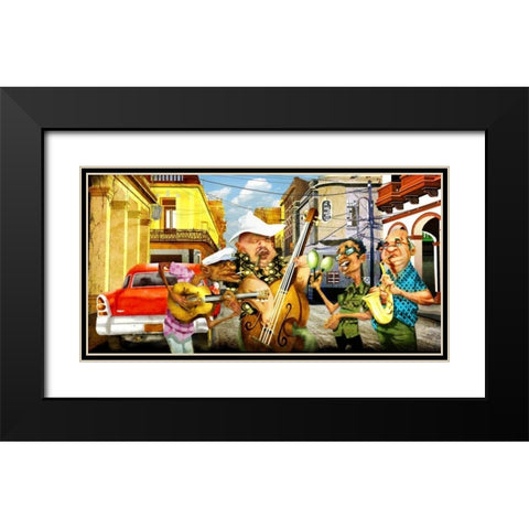 Habanas Band Black Modern Wood Framed Art Print with Double Matting by Alvez, A. - Perez, A.