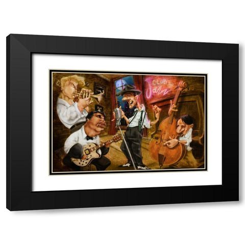 Jazz Club Black Modern Wood Framed Art Print with Double Matting by Alvez, A. - Perez, A.