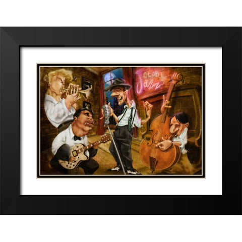 Jazz Club Black Modern Wood Framed Art Print with Double Matting by Alvez, A. - Perez, A.