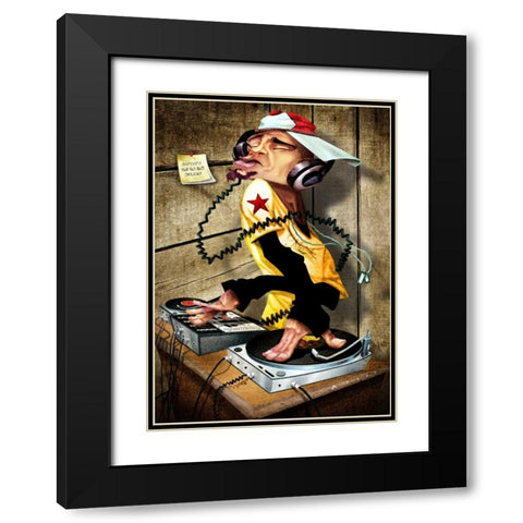 DJ Love Black Modern Wood Framed Art Print with Double Matting by Alvez, A. - Perez, A.