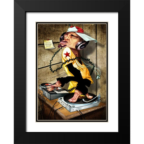 DJ Love Black Modern Wood Framed Art Print with Double Matting by Alvez, A. - Perez, A.
