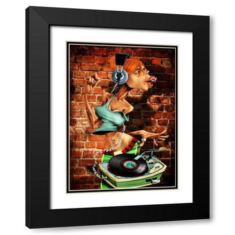 DJ-Moon Black Modern Wood Framed Art Print with Double Matting by Alvez, A. - Perez, A.