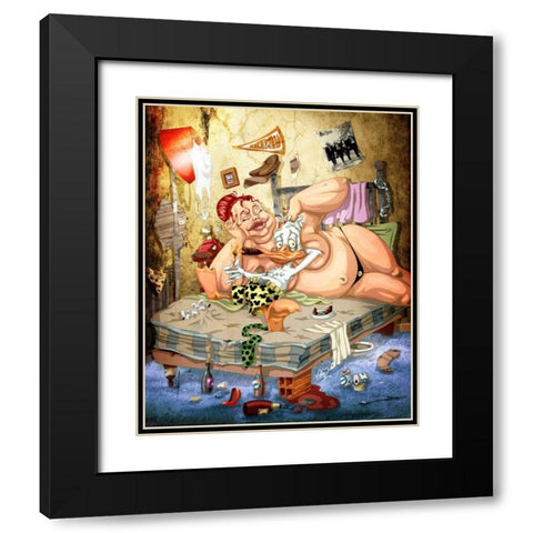 The Duck Black Modern Wood Framed Art Print with Double Matting by Alvez, A. - Perez, A.