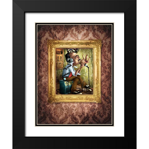 Bluesman 2A Black Modern Wood Framed Art Print with Double Matting by Alvez, A. - Perez, A.