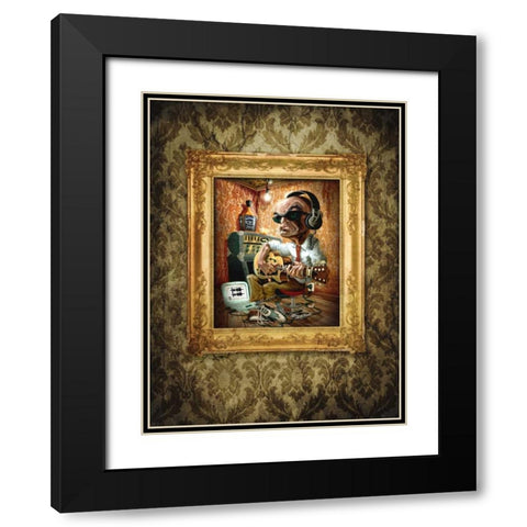 Bluesman 1A Black Modern Wood Framed Art Print with Double Matting by Alvez, A. - Perez, A.
