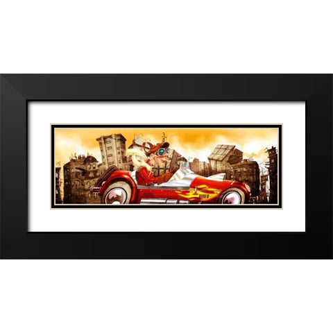 The Crazy Cars Black Modern Wood Framed Art Print with Double Matting by Alvez, A. - Perez, A.
